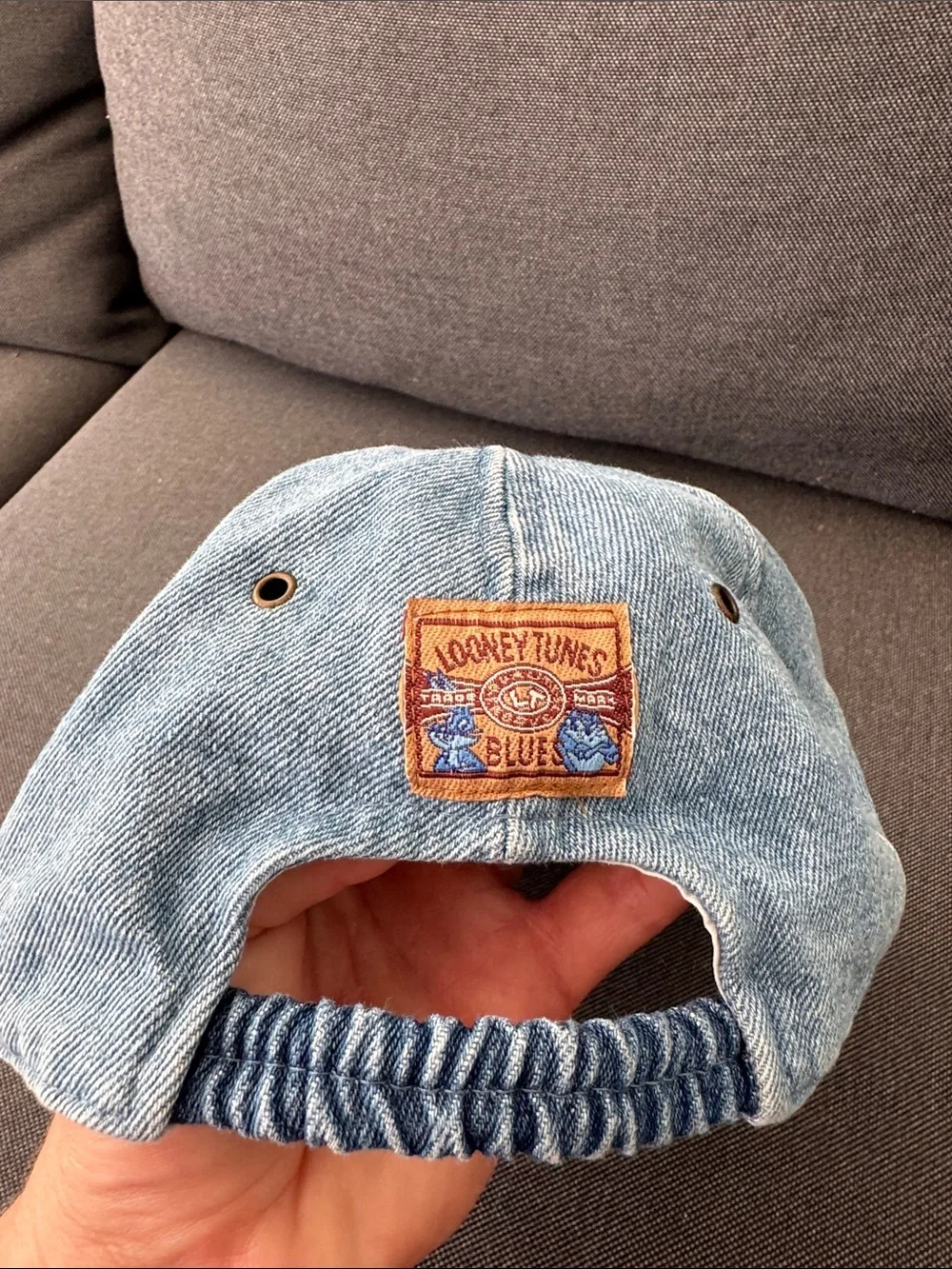 Y2K Looney Tunes Taz Tasmanian Devil Embroidered Denim Hat Cap Vintage 1997 WB